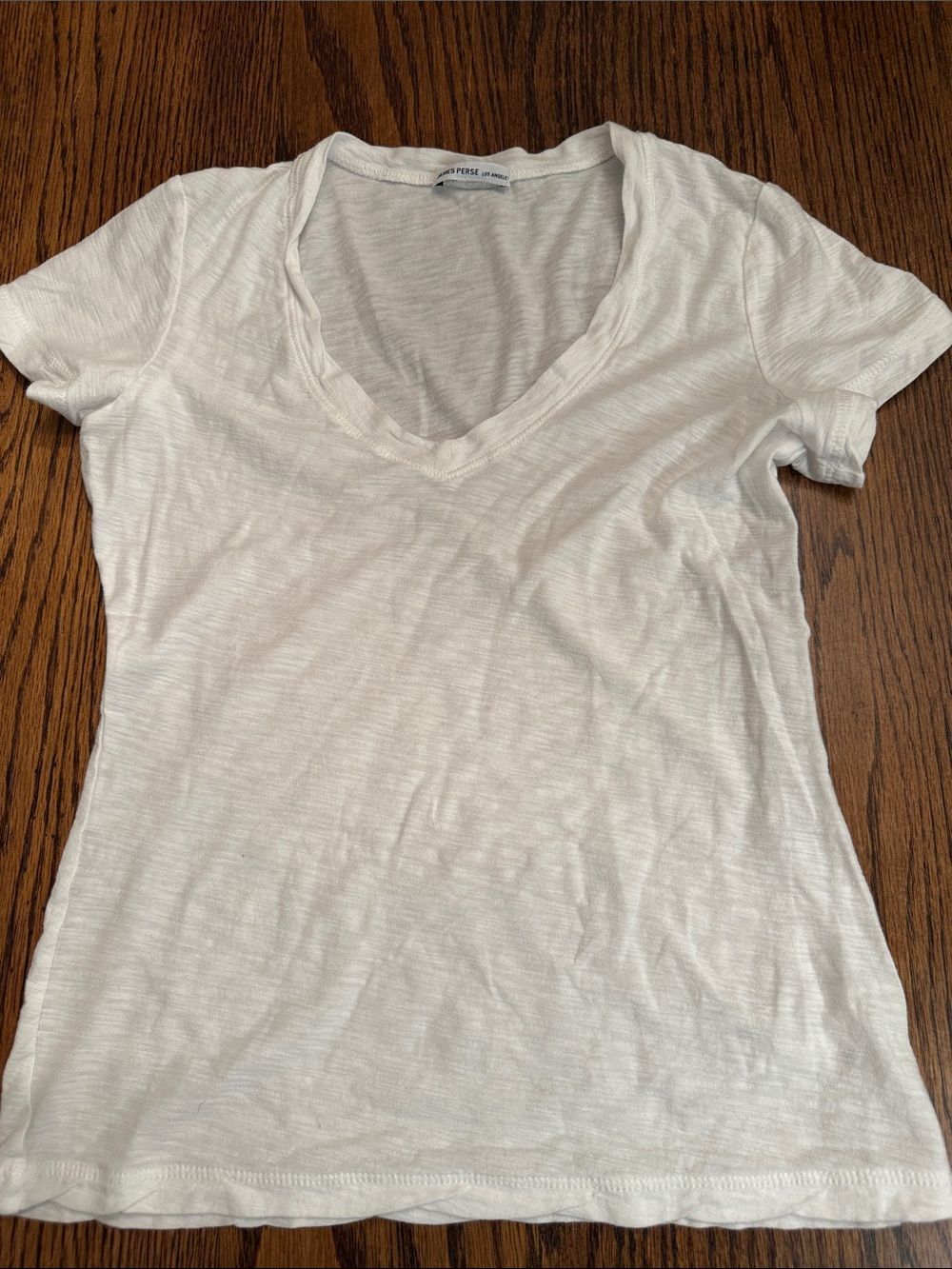 James Perse White Slub Cotton Deep V Neck Baby Tee Size 1